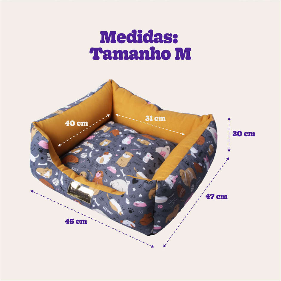 Cama Luppet Quadrada Impermeavel Eco Mostarda - Tam. M
