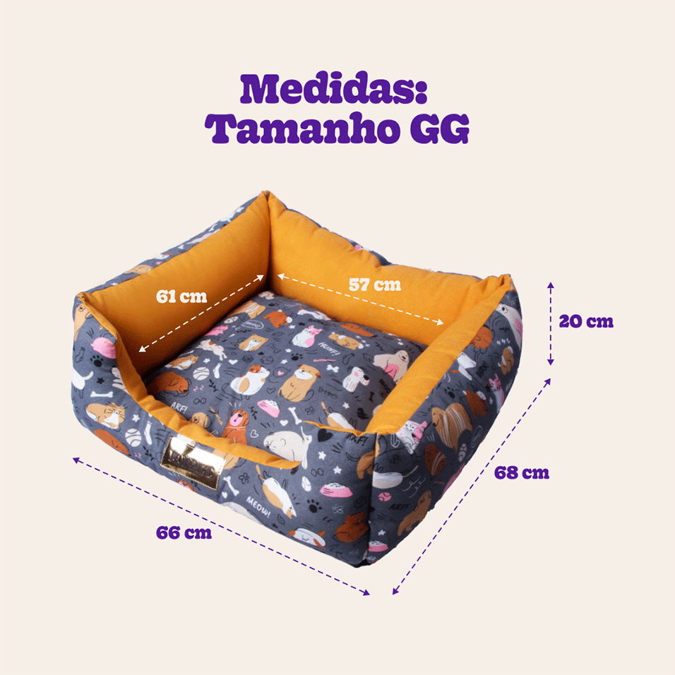 Cama Luppet Quadrada Impermeavel Eco Mostarda - Tam. GG