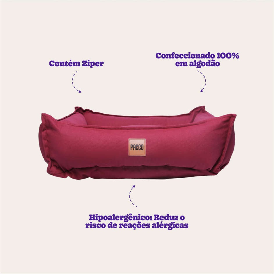 Cama Pacco Puppy Nature Merlot 100% Algodão para Cães - Tam. EXG