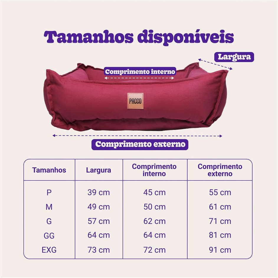 Cama Pacco Puppy Nature Merlot 100% Algodão para Cães - Tam. EXG