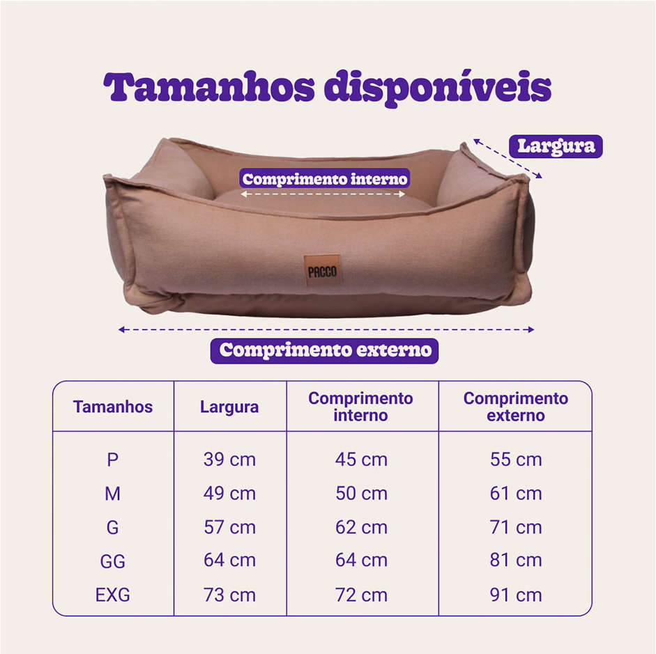 Cama Pacco Puppy Nature Bege 100% Algodão para Cães - Tam. GG