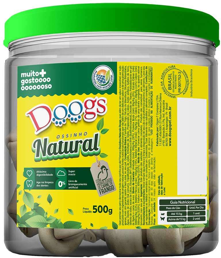 Osso em Pote Doogs Super Premium para Cães Porte Pequeno Sabor Baunilha Natural - 500g
