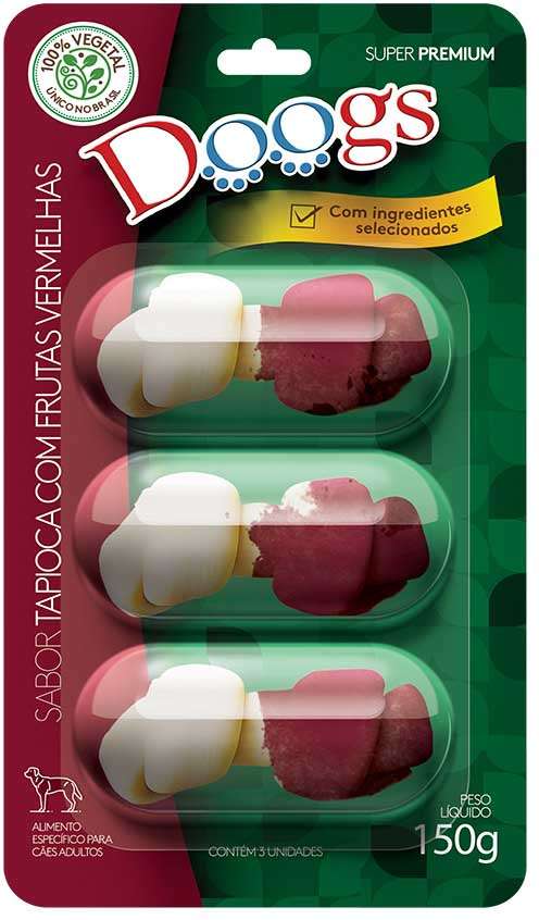 Osso Doogs Super Premium para Cães Adultos Sabor Tapioca com Frutas Vermelhas - 150g