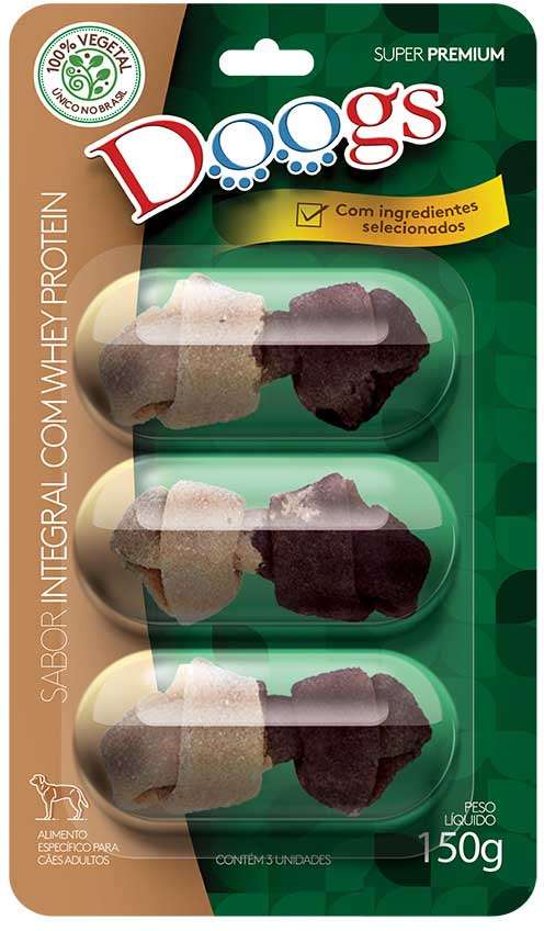 Osso Doogs Super Premium para Cães Adultos Sabor Integral com Whey Protein - 150g