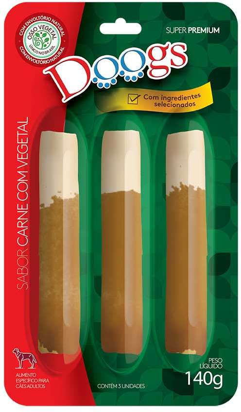 Petisco Doogs Super Premium para Cães Adultos Sabor Carne com Vegetal - 140g