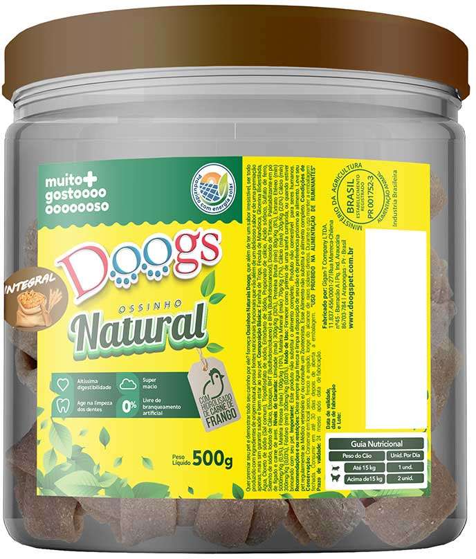 Osso em Pote Doogs Super Premium para Cães Porte Pequeno Sabor Baunilha Integral - 500g