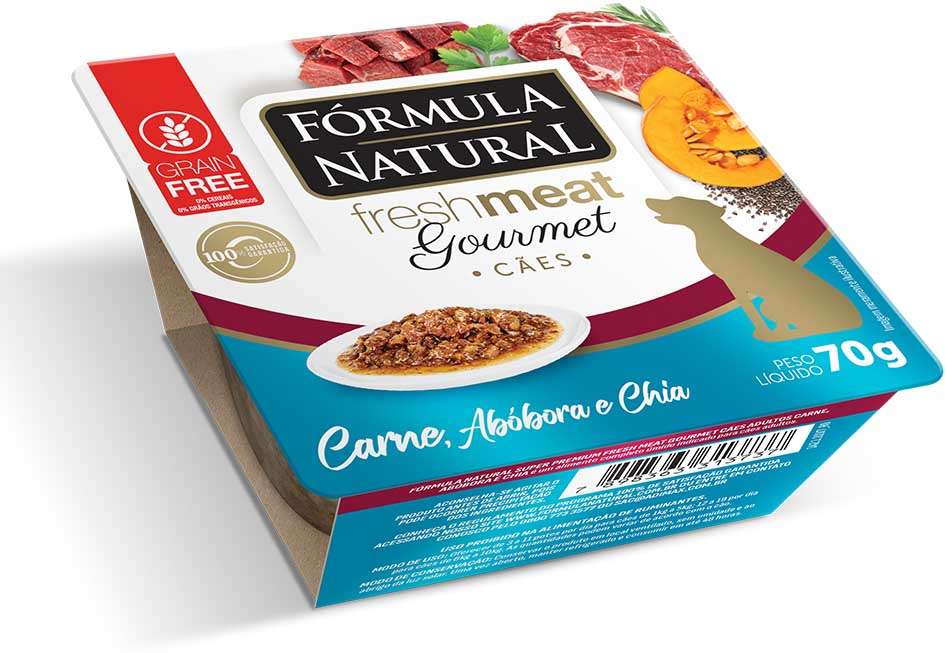 Ração Úmida Fórmula Natural Fresh Meat Gourmet Carne, Abóbora e Chia para Cães Adultos - 70 g