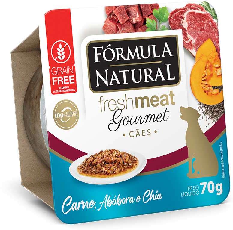 Ração Úmida Fórmula Natural Fresh Meat Gourmet Carne, Abóbora e Chia para Cães Adultos - 70 g