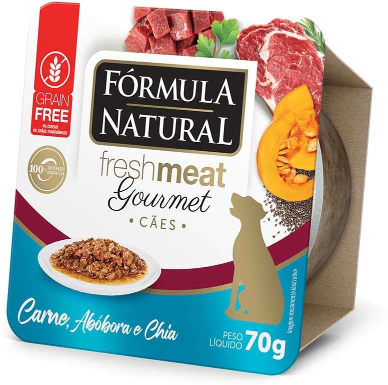 Ração Úmida Fórmula Natural Fresh Meat Gourmet Carne, Abóbora e Chia para Cães Adultos - 70 g