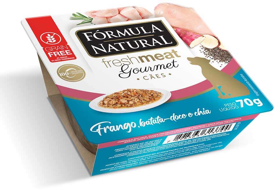 Ração Úmida Fórmula Natural Fresh Meat Gourmet Frango, Batata Doce e Chia para Cães Adultos - 70 g