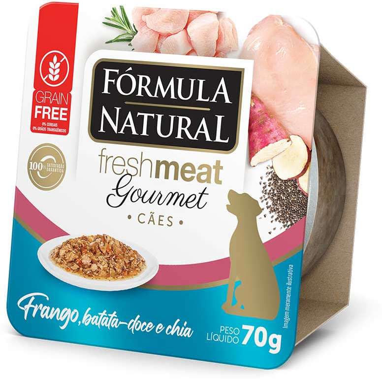 Ração Úmida Fórmula Natural Fresh Meat Gourmet Frango, Batata Doce e Chia para Cães Adultos - 70 g