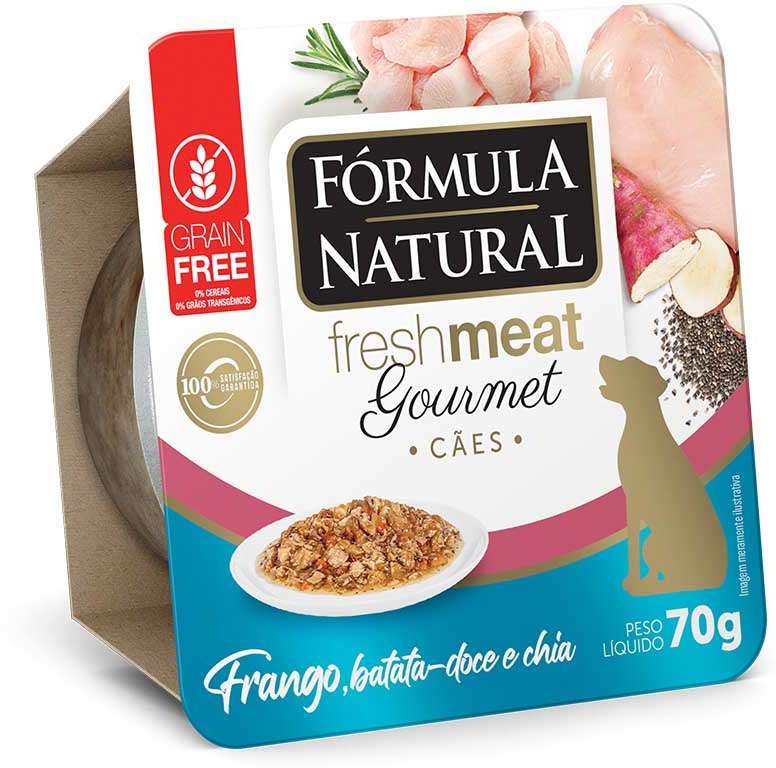 Ração Úmida Fórmula Natural Fresh Meat Gourmet Frango, Batata Doce e Chia para Cães Adultos - 70 g