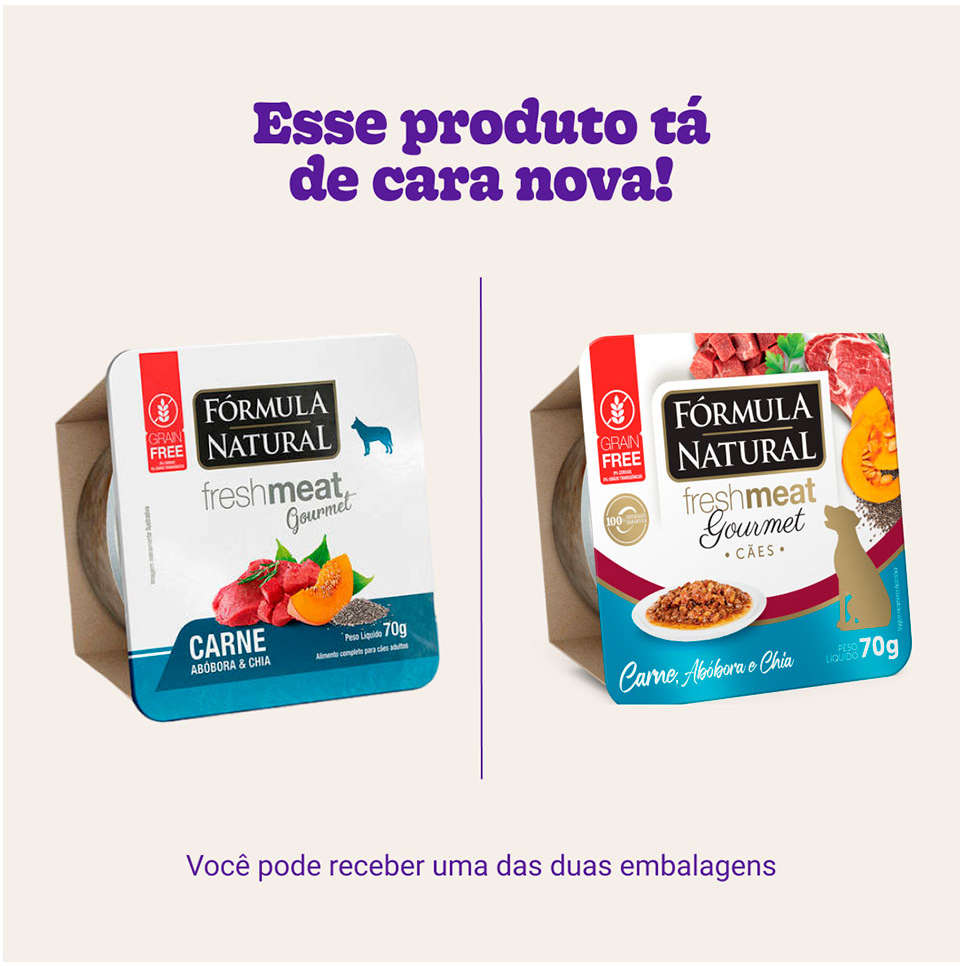 Ração Úmida Fórmula Natural Fresh Meat Gourmet Carne, Abóbora e Chia para Cães Adultos - 70 g