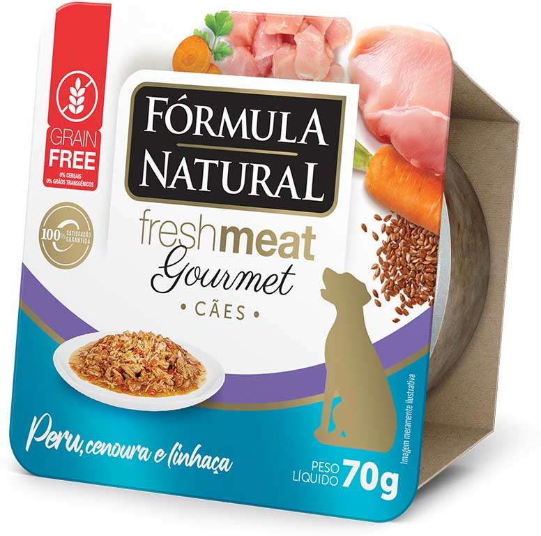 Ração Úmida Fórmula Natural Fresh Meat Gourmet Peru, Cenoura e Linhaça para Cães Adultos - 70 g