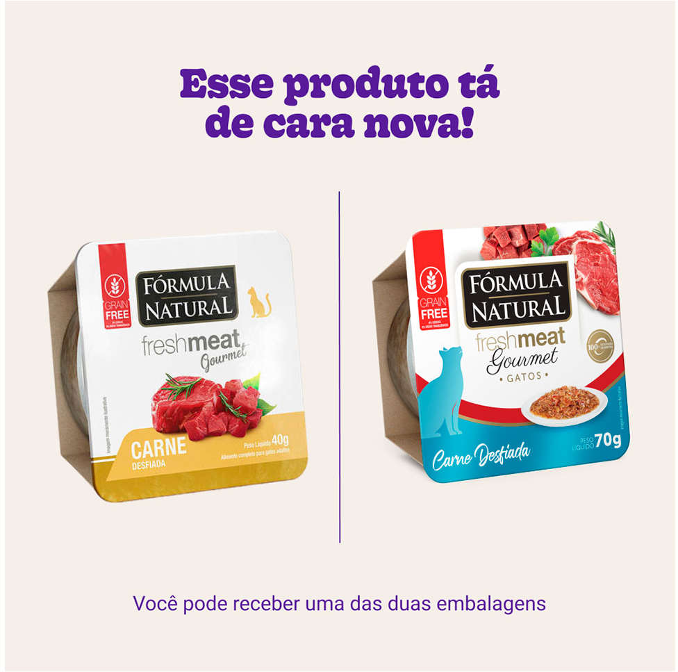 Ração Úmida Fórmula Natural Fresh Meat Gourmet Carne Desfiada para Gatos Adultos - 70 g