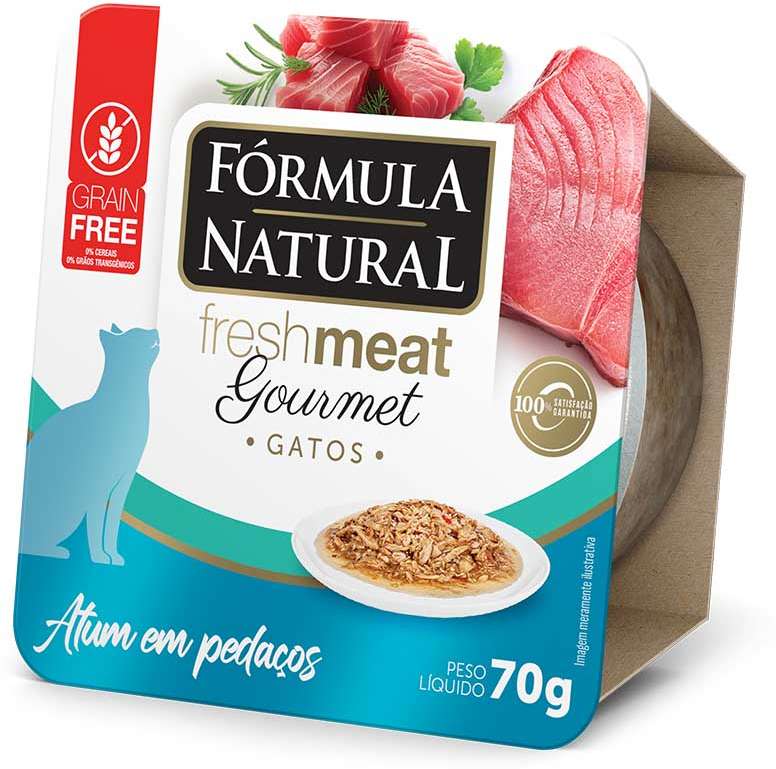 Ração Úmida Fórmula Natural Fresh Meat Gourmet Atum em Pedaços para Gatos Adultos - 70 g
