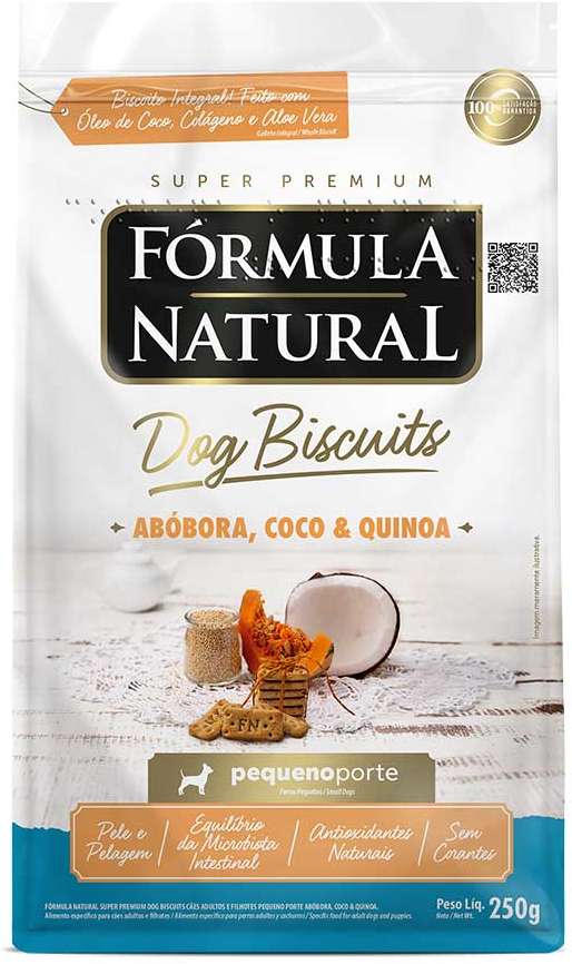 Biscoito Fórmula Natural Super Premium para Cães Porte Mini e Pequeno Sabor Abóbora e Coco - 250g