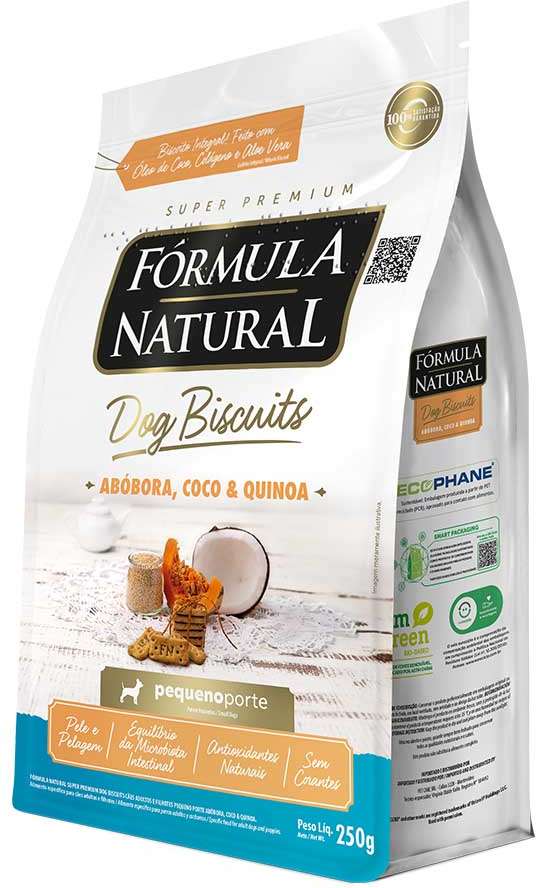 Biscoito Fórmula Natural Super Premium para Cães Porte Mini e Pequeno Sabor Abóbora e Coco - 250g