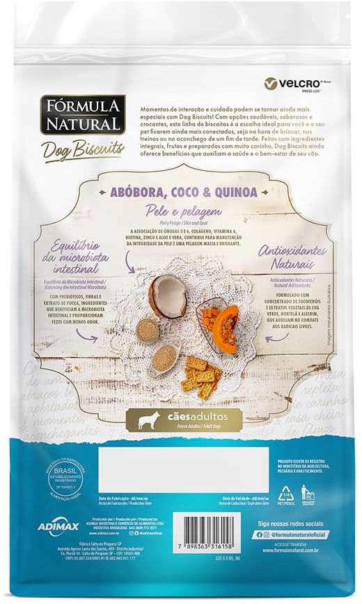 Biscoito Fórmula Natural Super Premium para Cães Porte Médio e Grande Sabor Abóbora e Coco - 250g