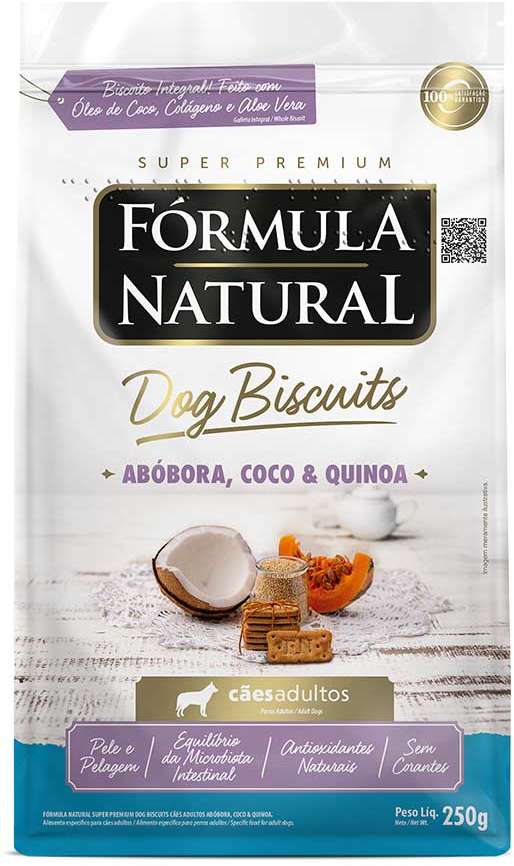 Biscoito Fórmula Natural Super Premium para Cães Porte Médio e Grande Sabor Abóbora e Coco - 250g