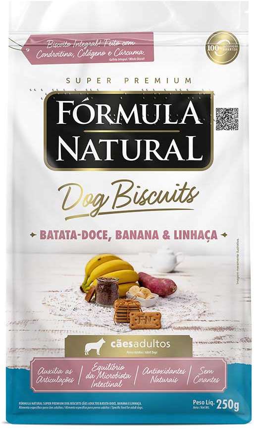 Biscoito Fórmula Natural Super Premium para Cães Porte Médio e Grande Sabor Banana e Batata Doce - 250g