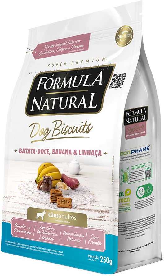 Biscoito Fórmula Natural Super Premium para Cães Porte Médio e Grande Sabor Banana e Batata Doce - 250g