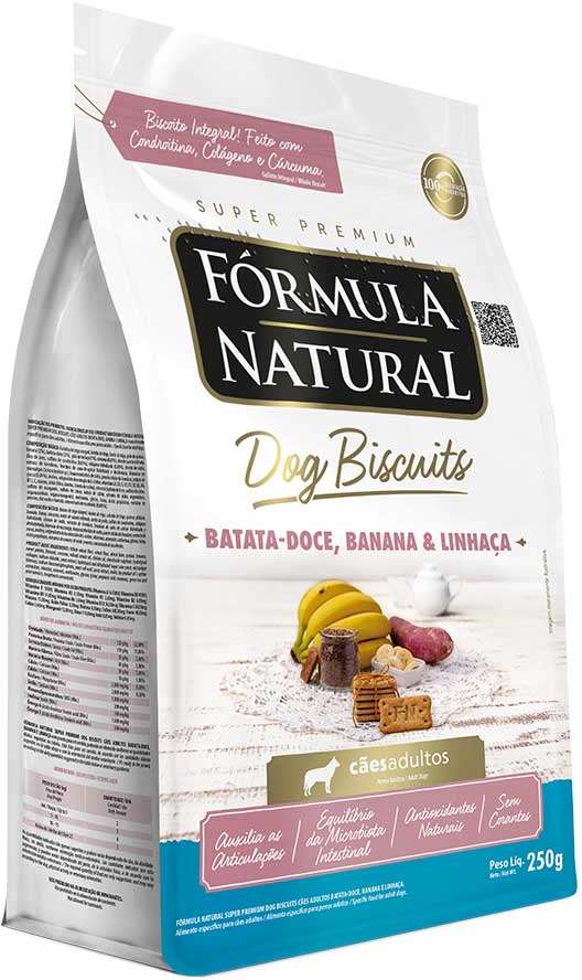 Biscoito Fórmula Natural Super Premium para Cães Porte Médio e Grande Sabor Banana e Batata Doce - 250g