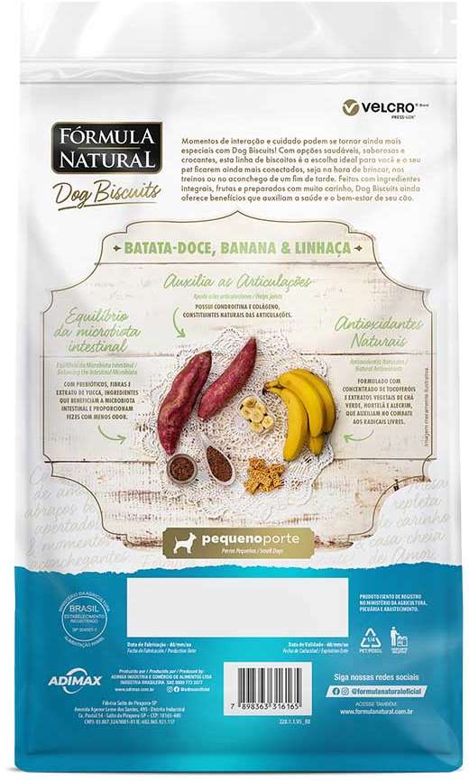 Biscoito Fórmula Natural Super Premium para Cães Porte Mini e Pequeno Sabor Banana e Batata Doce - 250g