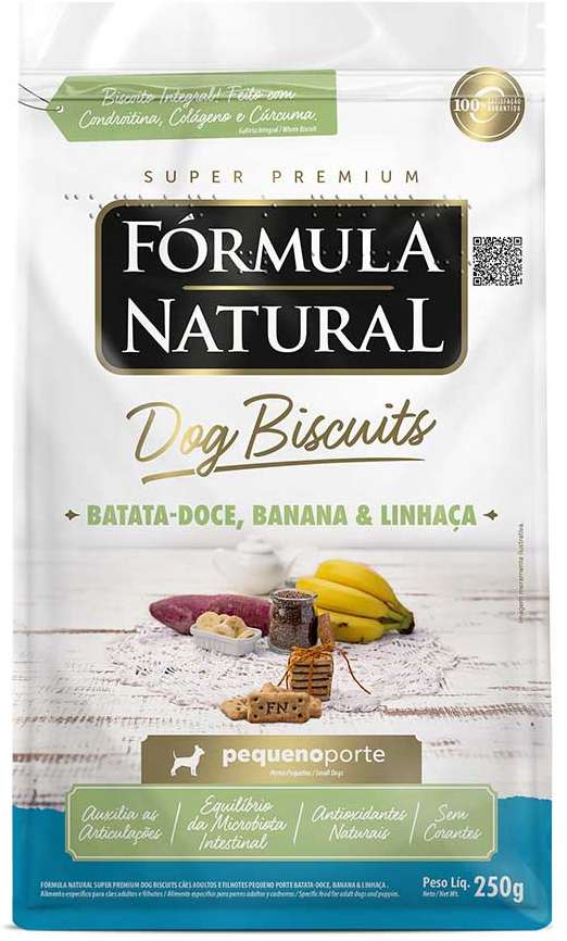 Biscoito Fórmula Natural Super Premium para Cães Porte Mini e Pequeno Sabor Banana e Batata Doce - 250g