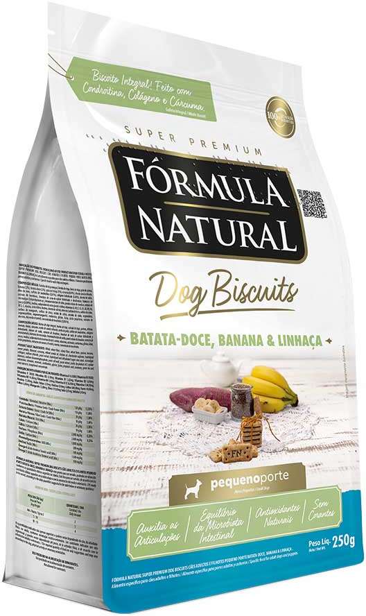 Biscoito Fórmula Natural Super Premium para Cães Porte Mini e Pequeno Sabor Banana e Batata Doce - 250g