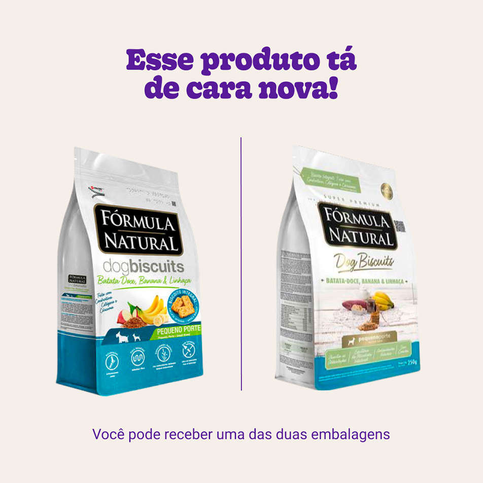 Biscoito Fórmula Natural Super Premium para Cães Porte Mini e Pequeno Sabor Banana e Batata Doce - 250g