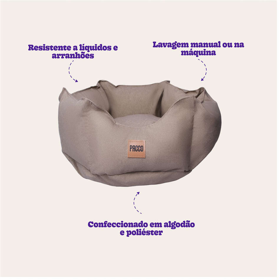 Cama Pacco Puppy Impermeável Ninho Ecotec Lisa Bege para Cães e Gatos - Tam. M