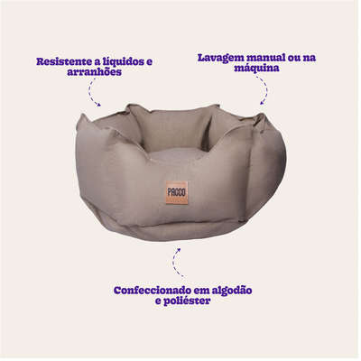 Cama Pacco Puppy Impermeável Ninho Ecotec Lisa Bege para Cães e Gatos