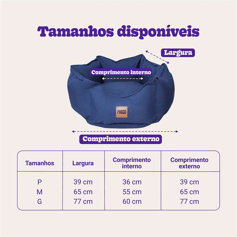 Cama Pacco Puppy Impermeável Ninho Ecotec Lisa Azul para Cães e Gatos - Tam. M