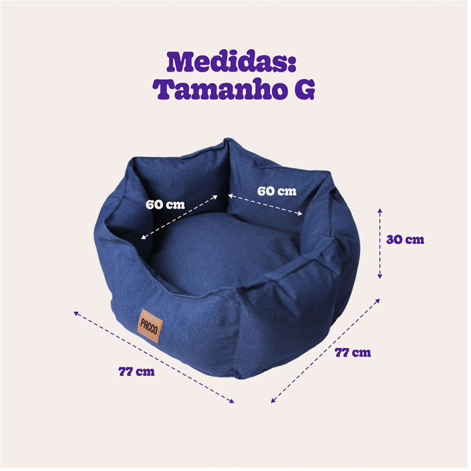 Cama Pacco Puppy Impermeável Ninho Ecotec Lisa Azul para Cães e Gatos - Tam. G