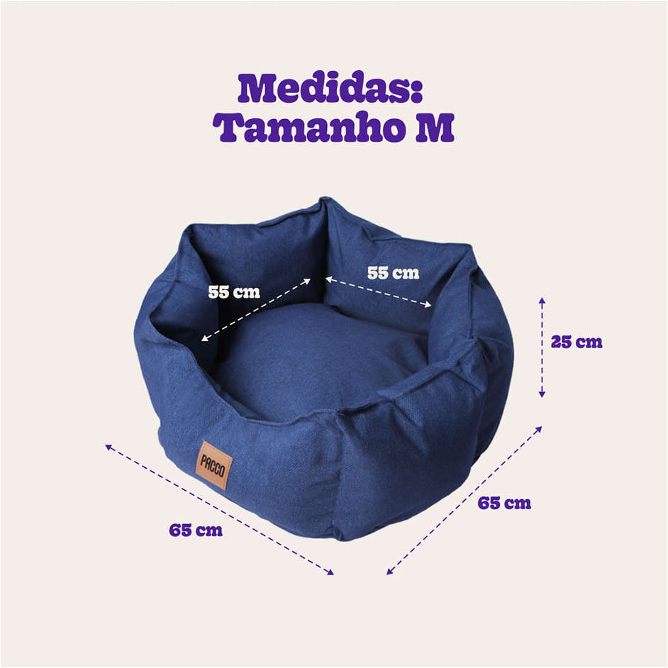 Cama Pacco Puppy Impermeável Ninho Ecotec Lisa Azul para Cães e Gatos - Tam. M