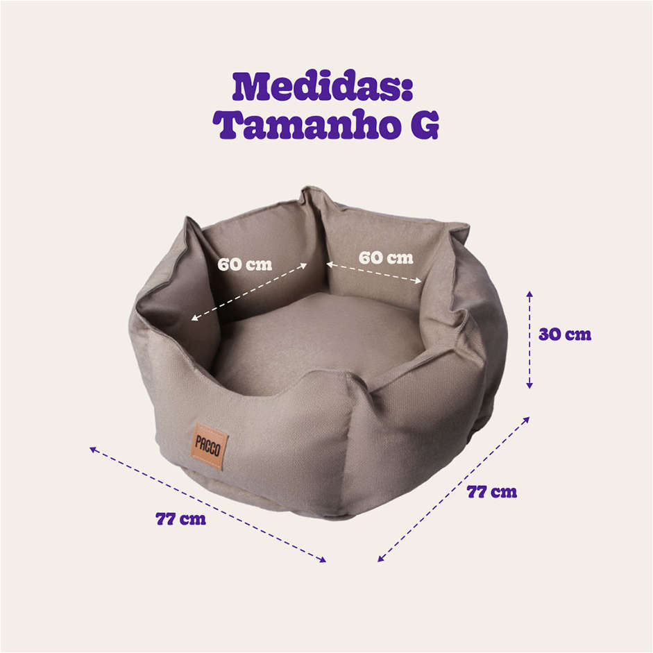 Cama Pacco Puppy Impermeável Ninho Ecotec Lisa Bege para Cães e Gatos - Tam. G