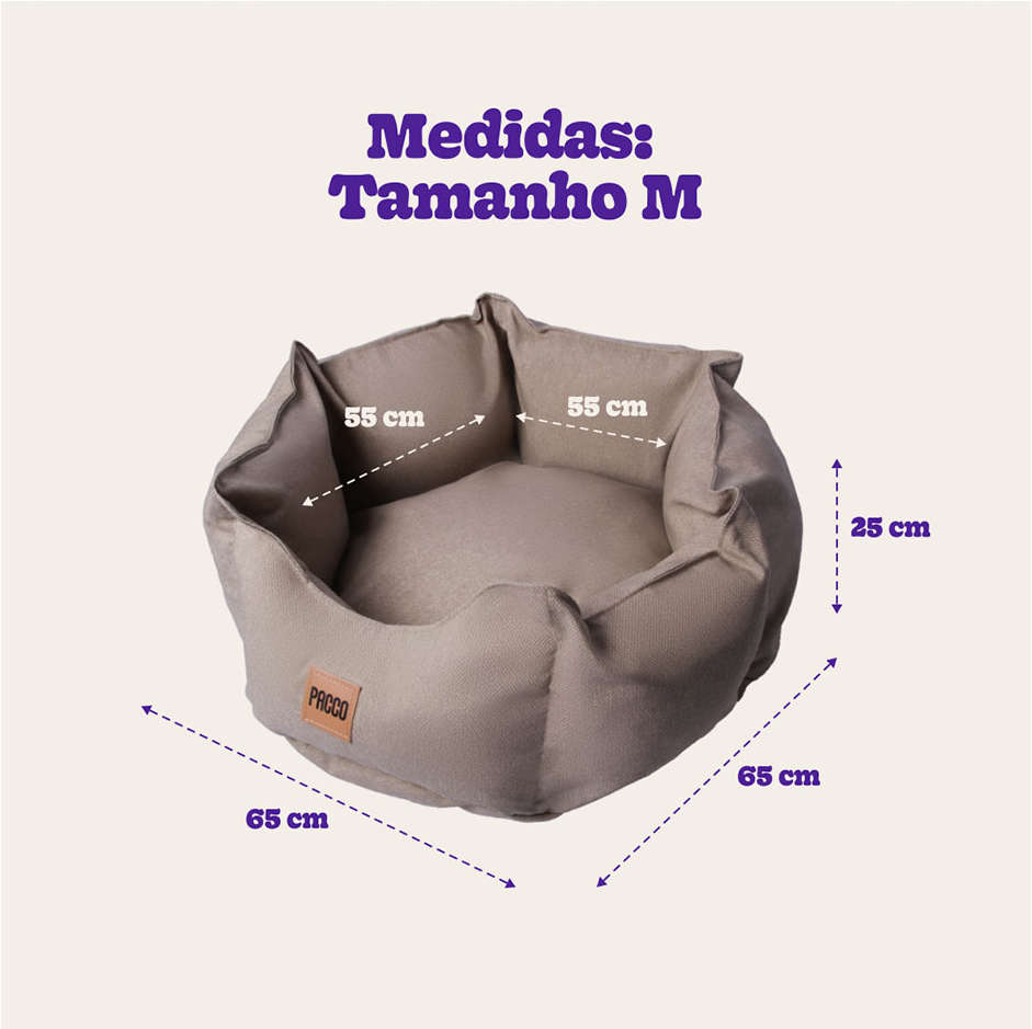 Cama Pacco Puppy Impermeável Ninho Ecotec Lisa Bege para Cães e Gatos - Tam. M