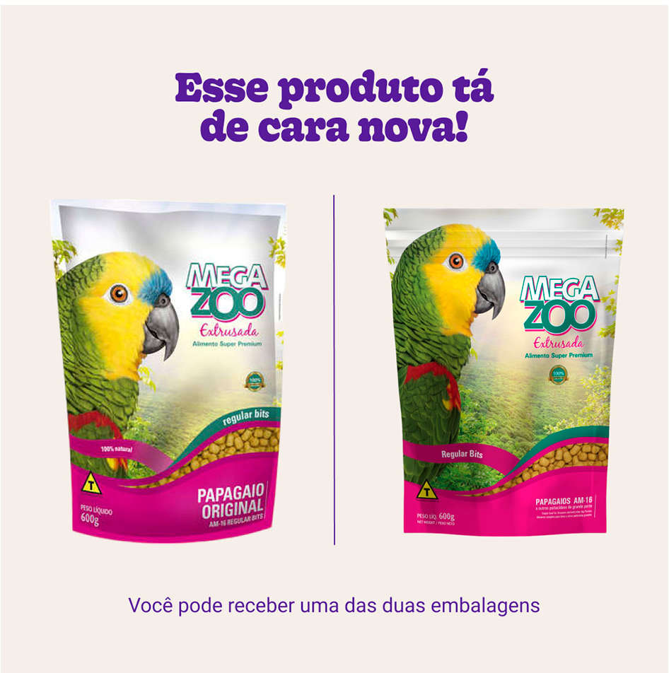 Ração Megazoo Extrusada Bits para Papagaio Médio - 600 g