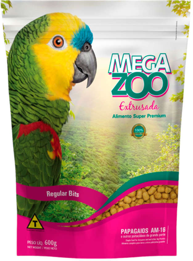 Ração Megazoo Extrusada Bits para Papagaio Médio - 600 g