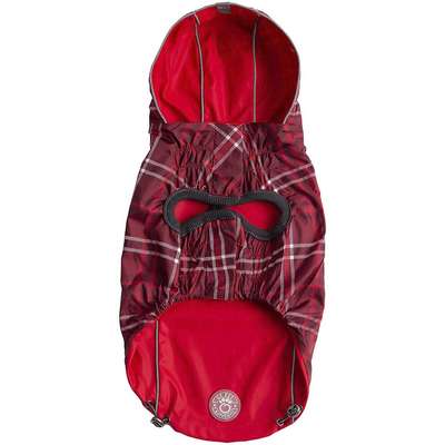 Capa de Chuva GF Pet Dupla Face Vermelho e Xadrez para Cães