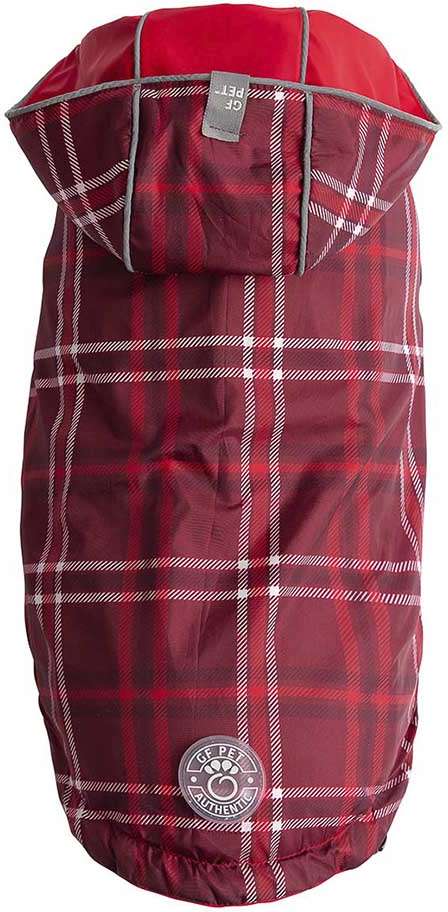 Capa de Chuva GF Pet Dupla Face Vermelho e Xadrez para Cães - Tam.G