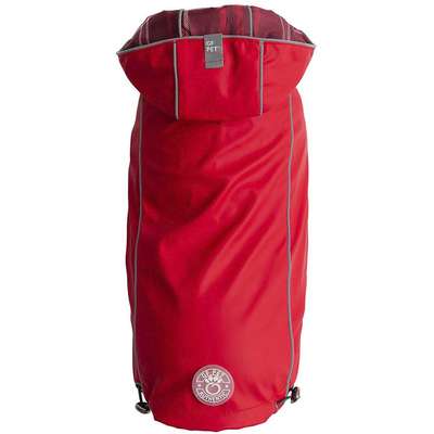 Capa de Chuva GF Pet Dupla Face Vermelho e Xadrez para Cães