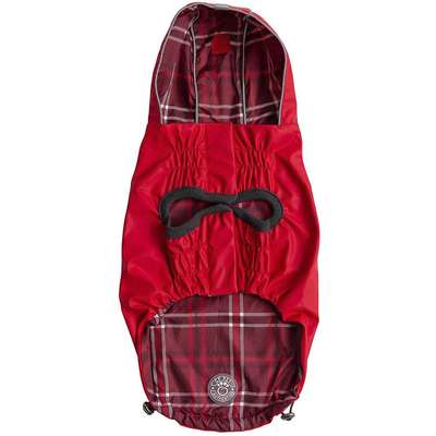 Capa de Chuva GF Pet Dupla Face Vermelho e Xadrez para Cães