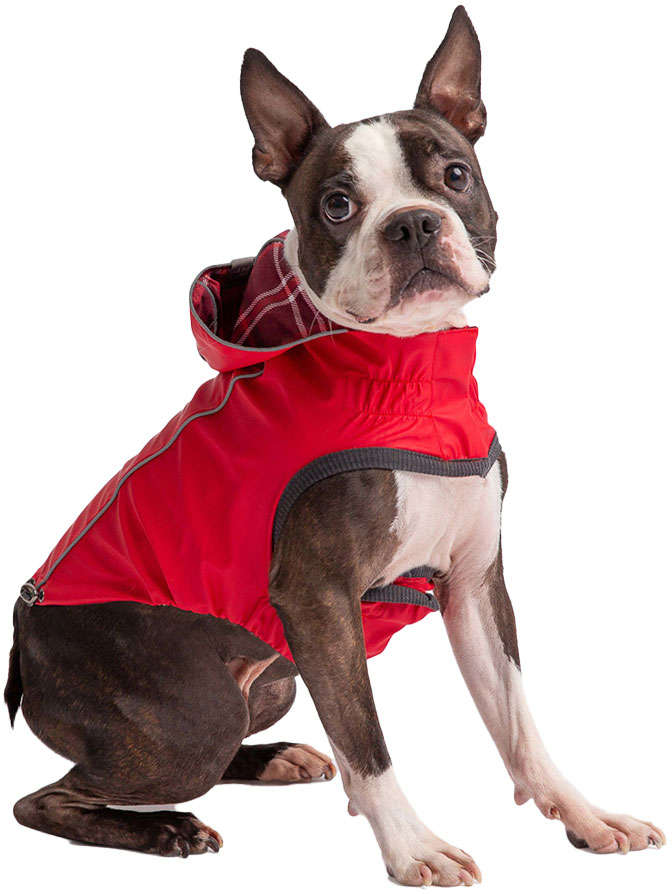 Capa de Chuva GF Pet Dupla Face Vermelho e Xadrez para Cães - Tam.G
