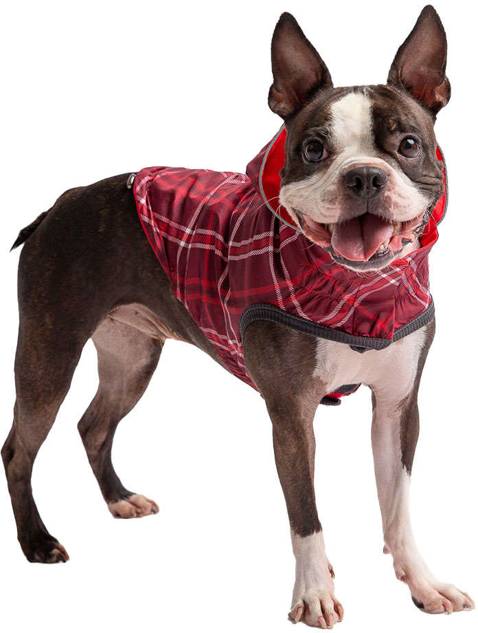 Capa de Chuva GF Pet Dupla Face Vermelho e Xadrez para Cães - Tam.G