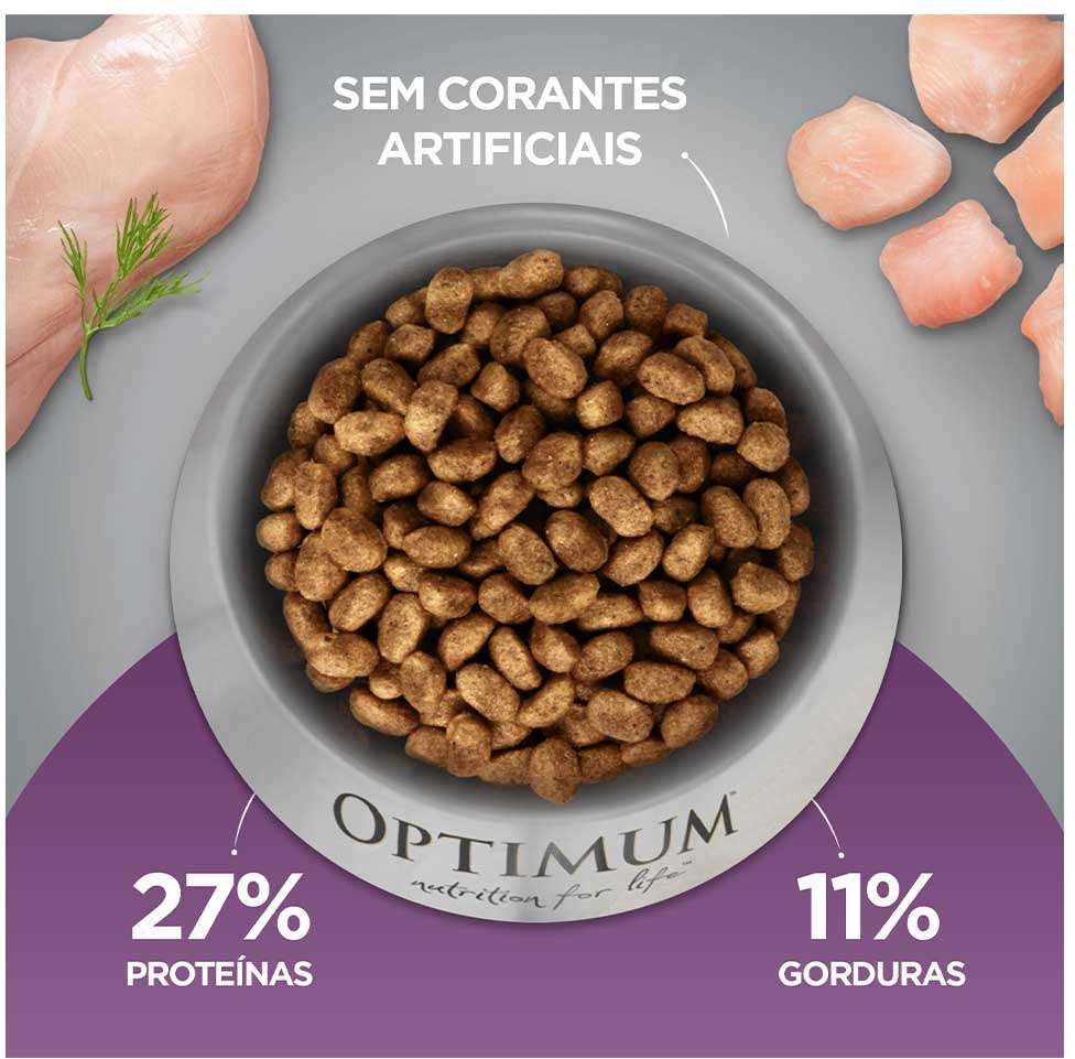 Ração Optimum Frango e Arroz para Cães Filhotes até 18 meses Raças Pequenas e Minis - 3Kg