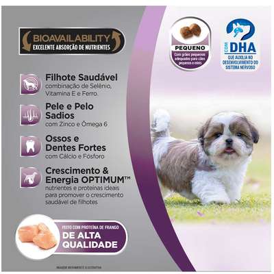 Ração Optimum Frango e Arroz para Cães Filhotes até 18 meses Raças Pequenas e Minis