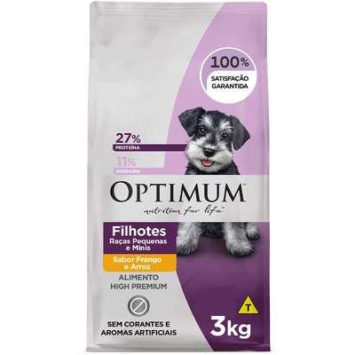 Ração Optimum Frango e Arroz para Cães Filhotes até 18 meses Raças Pequenas e Minis