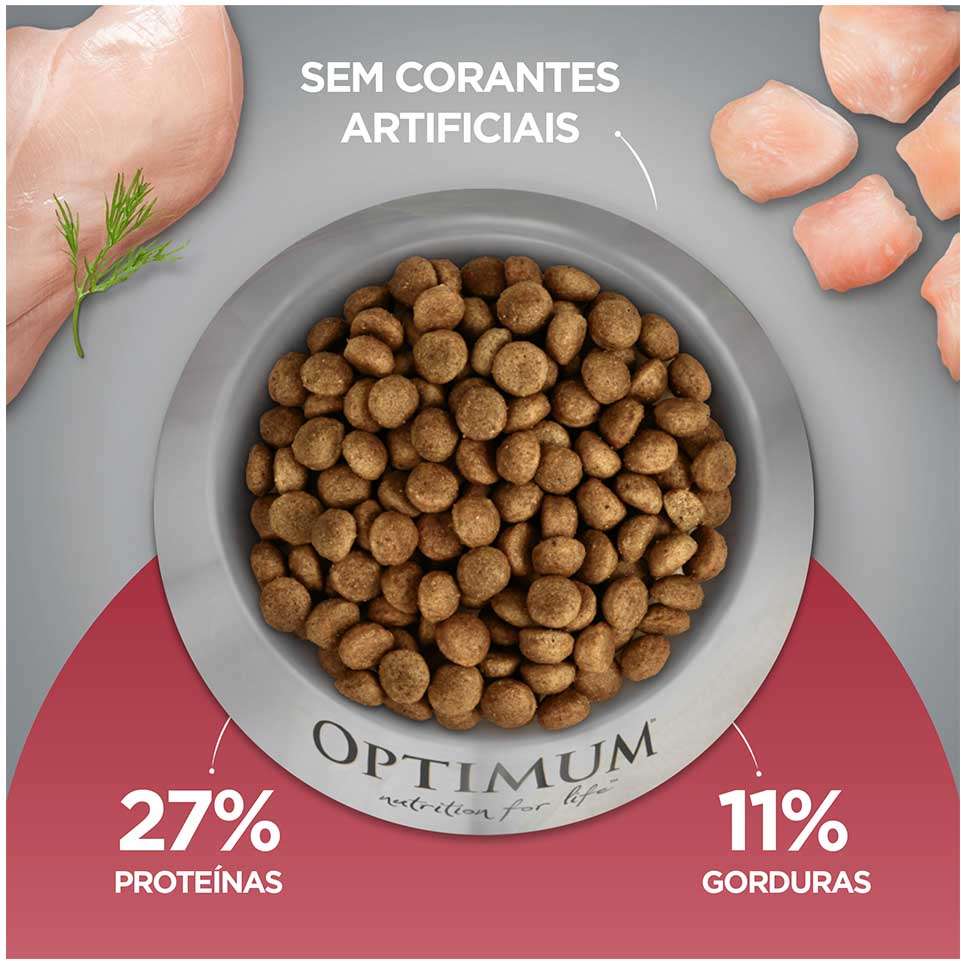 Ração Optimum Frango e Arroz para Cães Filhotes Raças Médias e Grandes até 18 meses - 3Kg